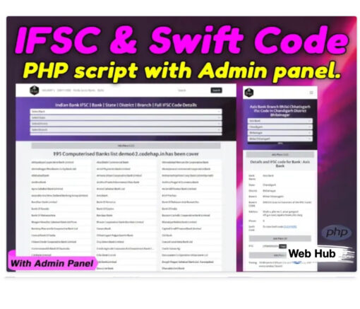 Indian Bank IFSC And Swift Code Search PHP Script With Admin Panel