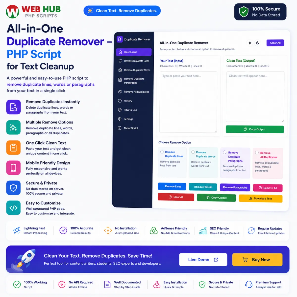 All-in-One Duplicate Remover – PHP Script for Text Cleanup