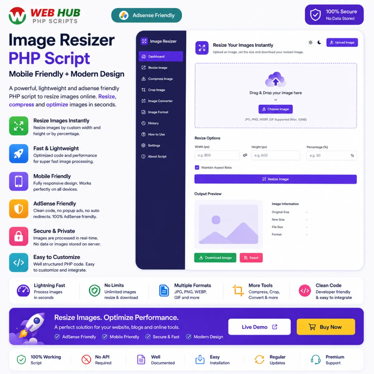 Image Resizer PHP Script – Mobile Friendly + Modern Design