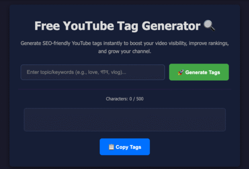 youtube tag generator php script
