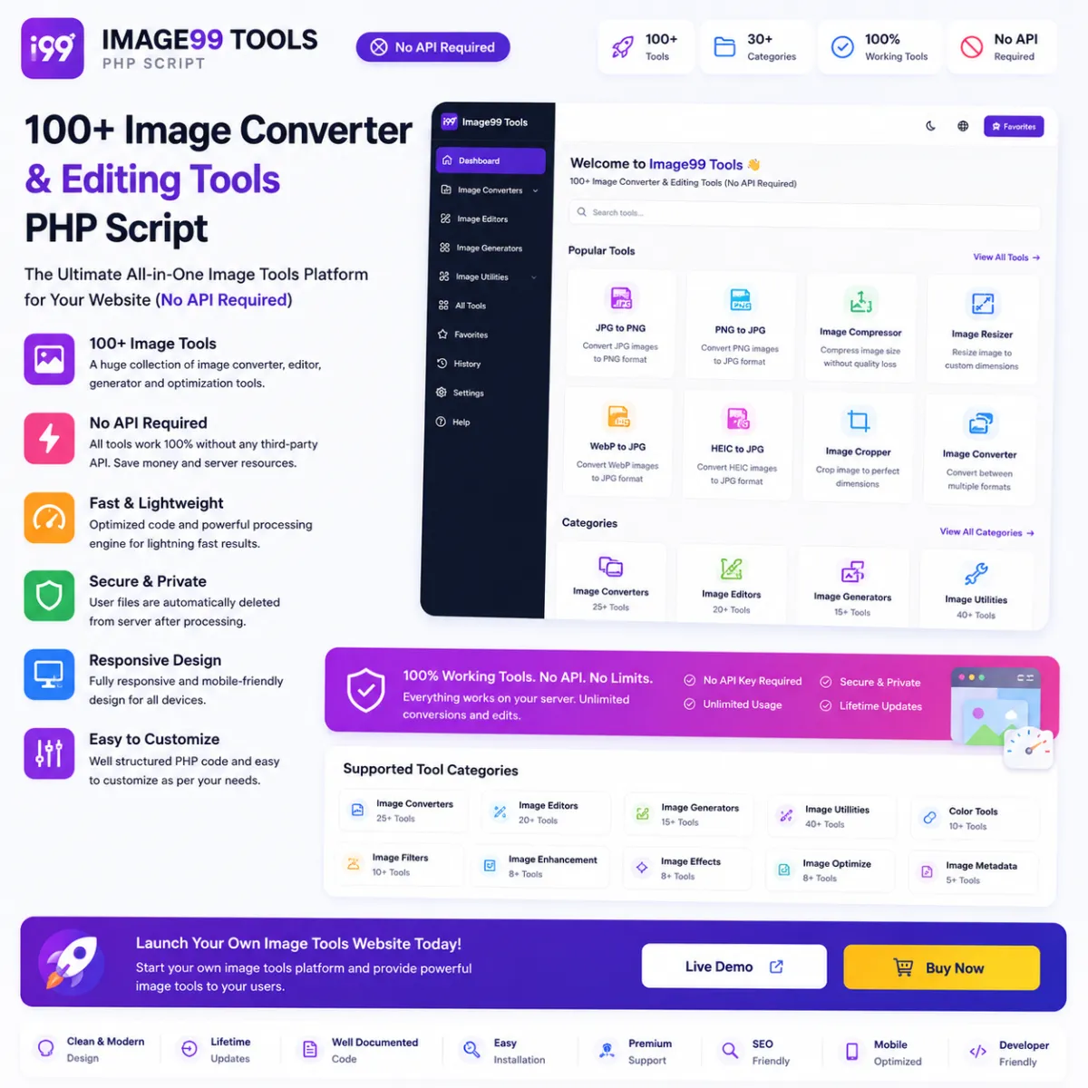 Image99 Tools – 100+ Image Converter & Editing PHP Script