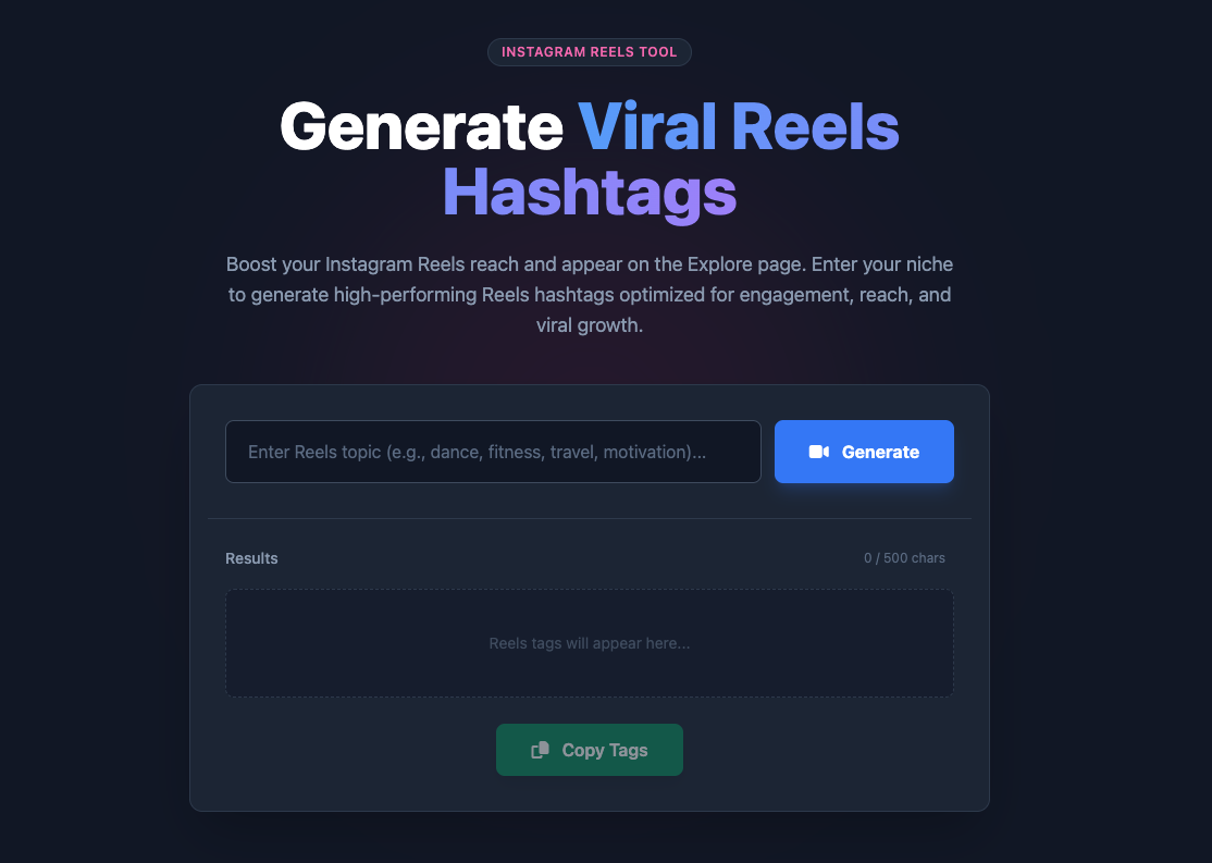 Instagram Reels & Trending Hashtag Generator