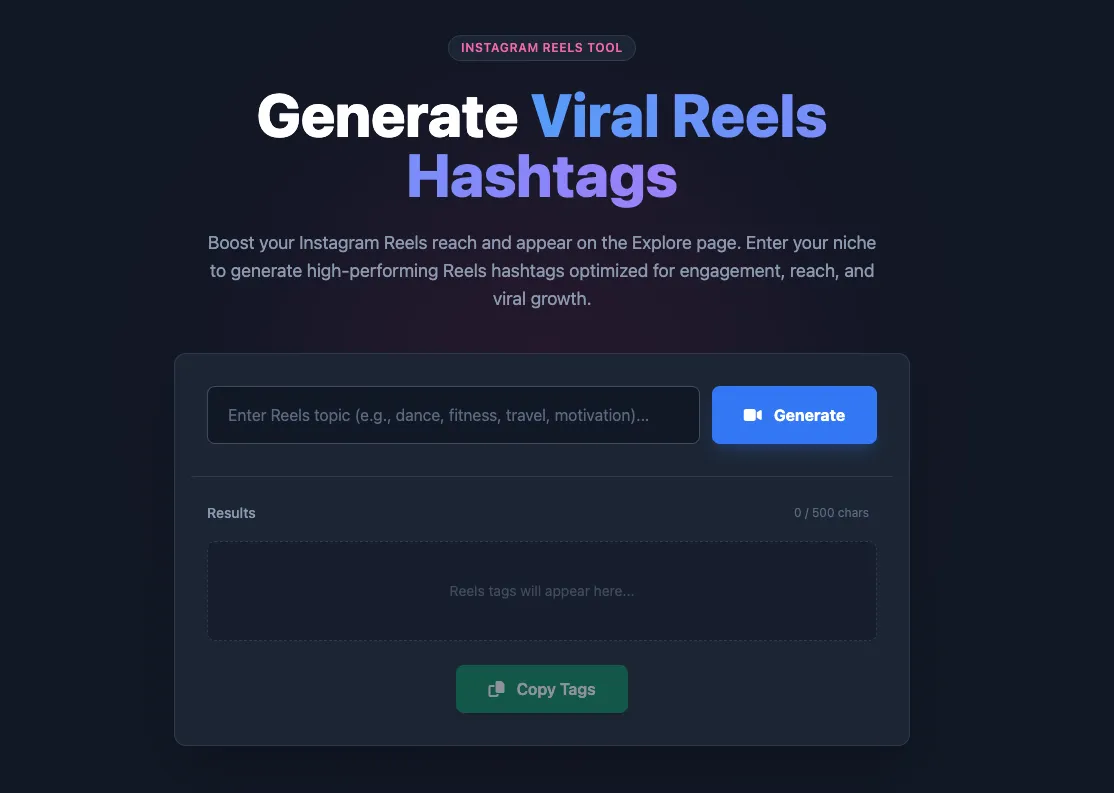Instagram Reels & Trending Hashtag Generator