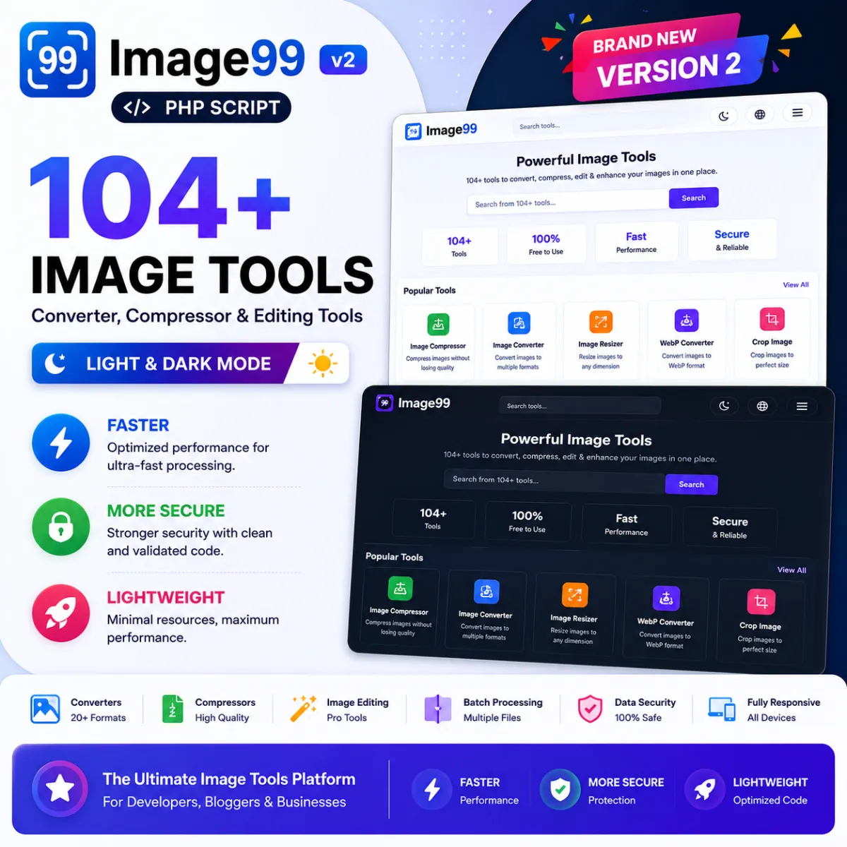 Image99 PHP Script v2 – 104+ Image Converter, Compressor & Editing Tools